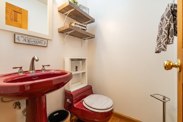 17962 Old Barn Ln, Elkton, VA 22827 - half bath featuring wood finished floors and toilet