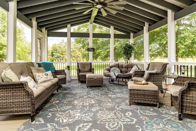 17962 Old Barn Ln, Elkton, VA 22827 - sunroom featuring plenty of natural light, outdoor lounge area, and lofted ceiling