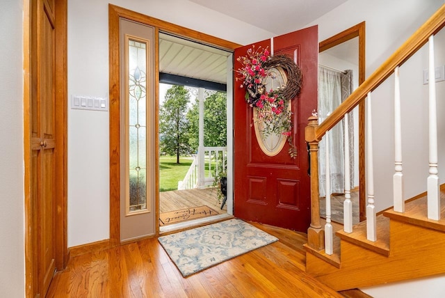 17962 Old Barn Ln, Elkton, VA 22827 - foyer entrance featuring stairs and wood finished floors