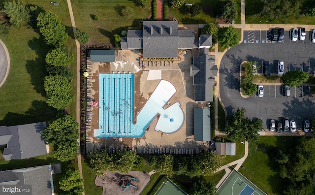 11120 Dragons Lair Dr, Fredericksburg, VA 22407 - aerial overview of property's location with a pool