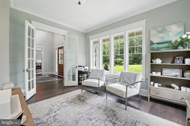 11109 Vanderbilt Cv, Spotsylvania, VA 22551 - living area with french doors, crown molding, and wood finished floors