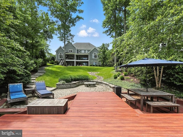 11109 Vanderbilt Cv, Spotsylvania, VA 22551 - deck with a yard and an outdoor fire pit