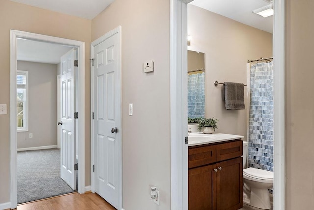 43 Upland Ct, Stuarts Draft, VA 24477 - bathroom featuring vanity, wood finished floors, and a shower with curtain