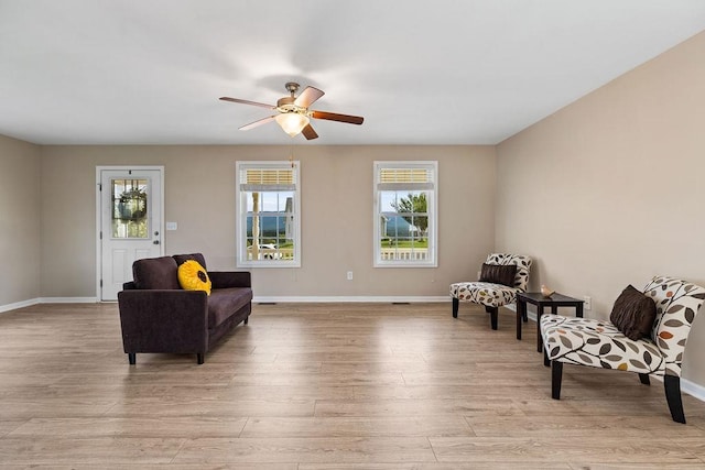 43 Upland Ct, Stuarts Draft, VA 24477 - sitting room featuring a ceiling fan and light wood-style floors