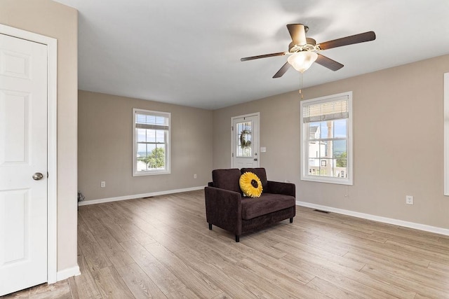 43 Upland Ct, Stuarts Draft, VA 24477 - living area with light wood-style floors and a ceiling fan