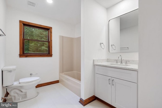 15395 Rillhurst Dr, Culpeper, VA 22701 - full bathroom featuring toilet, vanity, baseboards, and tub / shower combination