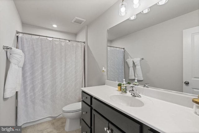 6520 Wild Orchid Ct, Fredericksburg, VA 22407 - bathroom with vanity, toilet, tile patterned floors, and curtained shower