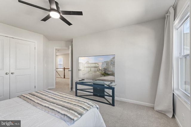 6520 Wild Orchid Ct, Fredericksburg, VA 22407 - carpeted bedroom with a closet, baseboards, and ceiling fan