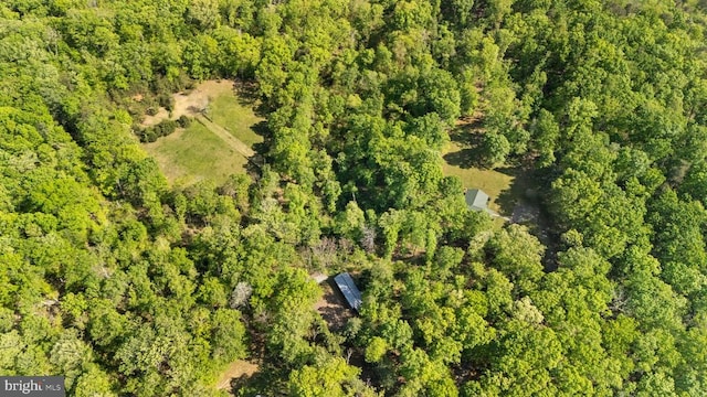 drone / aerial view of a heavily wooded area