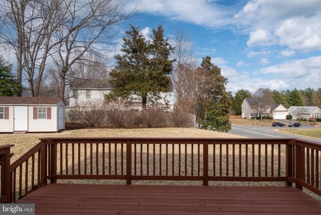 10501 Crestfield Ln, Spotsylvania, VA 22553 - deck with an outdoor structure, a residential view, and a shed