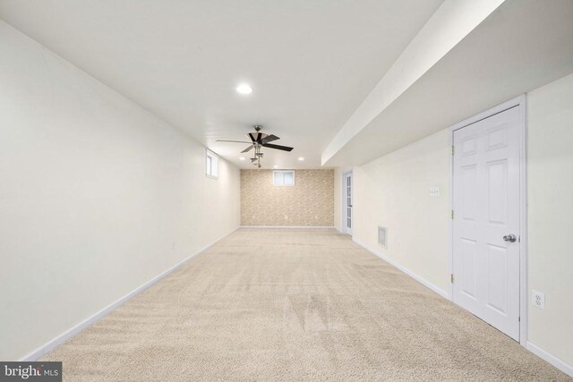 10501 Crestfield Ln, Spotsylvania, VA 22553 - unfurnished room with light carpet, recessed lighting, baseboards, and a ceiling fan