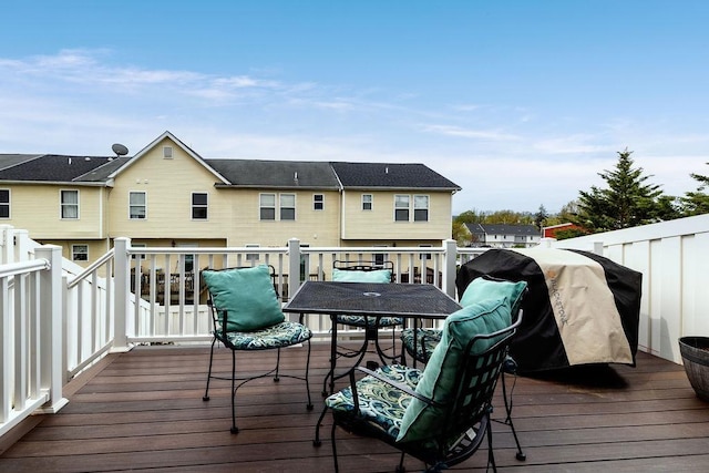 1294 Victorian Village Dr, Harrisonburg, VA 22802 - wooden deck featuring outdoor dining space and grilling area