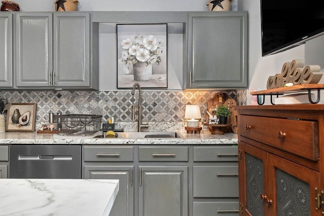 1294 Victorian Village Dr, Harrisonburg, VA 22802 - bar featuring decorative backsplash, a sink, and stainless steel dishwasher