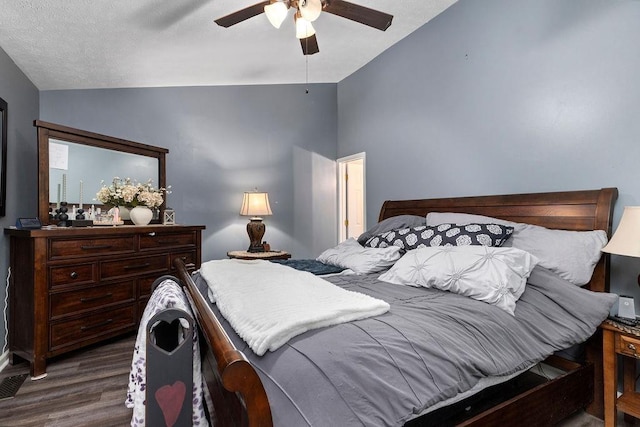 1294 Victorian Village Dr, Harrisonburg, VA 22802 - bedroom with lofted ceiling, ceiling fan, and wood finished floors