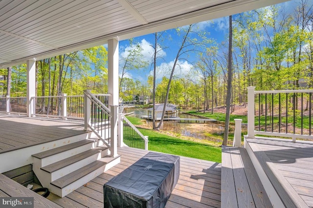 44 Deep Creek Cir, Bumpass, VA 23024 - wooden deck featuring a yard and view of scattered trees