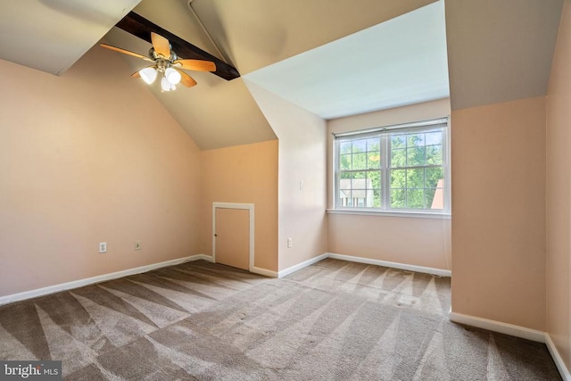 4117 Dartmoor Ct, Fredericksburg, VA 22408 - bonus room with vaulted ceiling, carpet flooring, a ceiling fan, and baseboards
