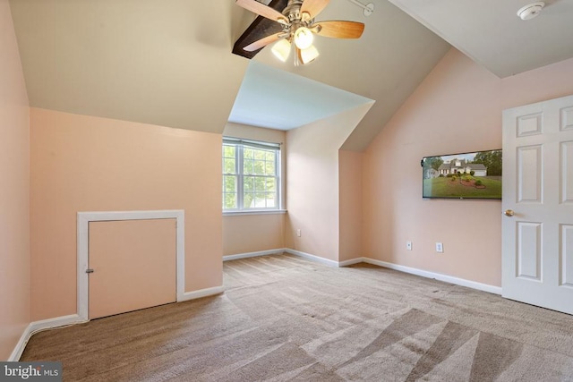 4117 Dartmoor Ct, Fredericksburg, VA 22408 - bonus room featuring lofted ceiling, carpet, a ceiling fan, and baseboards