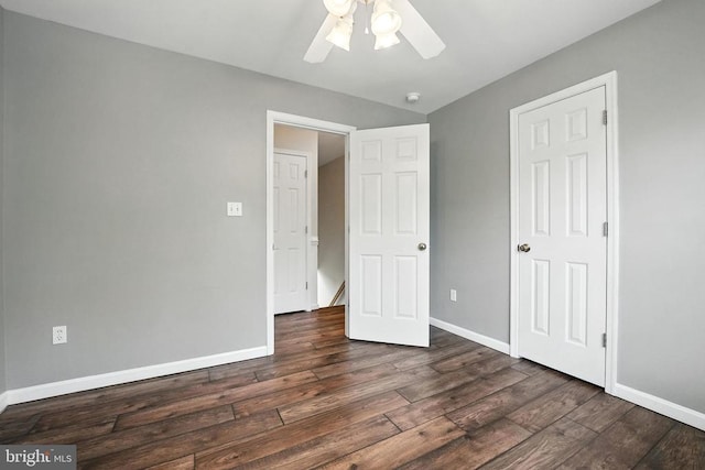 6205 Patrician Ct, Fredericksburg, VA 22407 - unfurnished bedroom featuring dark wood-style flooring and ceiling fan