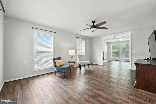 6205 Patrician Ct, Fredericksburg, VA 22407 - living area with dark wood-type flooring and a ceiling fan
