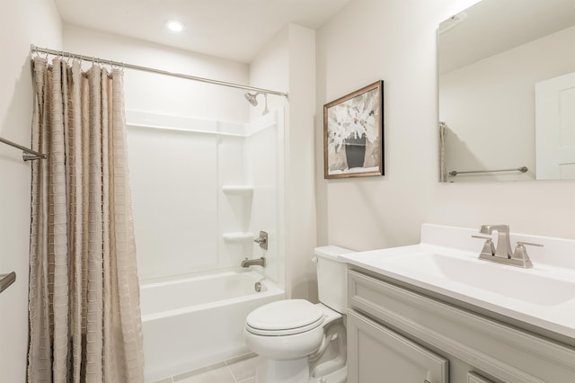 108 Courtyard Ter, New Market, VA 22844 - bathroom featuring vanity, shower / bath combination with curtain, tile patterned flooring, and recessed lighting
