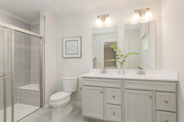 108 Courtyard Ter, New Market, VA 22844 - bathroom featuring double vanity, a stall shower, and tile patterned floors