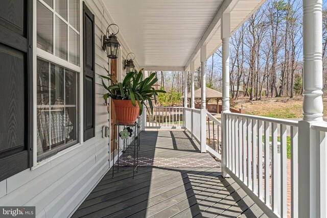 wooden deck with covered porch