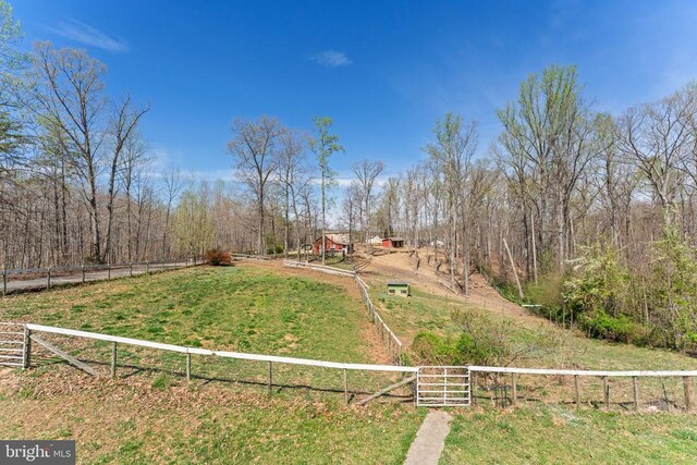 view of yard with a rural view