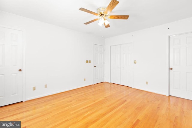 307 Butternut Dr, Fredericksburg, VA 22408 - unfurnished bedroom with light wood finished floors, ornamental molding, and ceiling fan