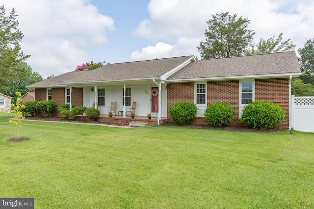 307 Butternut Dr, Fredericksburg, VA 22408 - ranch-style house featuring covered porch, brick siding, and a shingled roof
