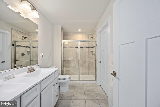 8859 Marlow Dr, Spotsylvania, VA 22551 - full bath featuring a stall shower, double vanity, and recessed lighting