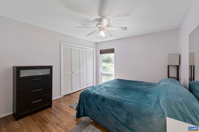 310 Gloucester Rd, Charlottesville, VA 22901 - bedroom featuring wood finished floors, a closet, and ceiling fan
