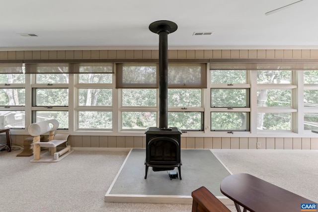 310 Gloucester Rd, Charlottesville, VA 22901 - living room with a wood stove and carpet