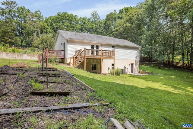 3615 Doctors Xing, Charlottesville, VA 22911 - back of property with a garden, stairway, and a deck