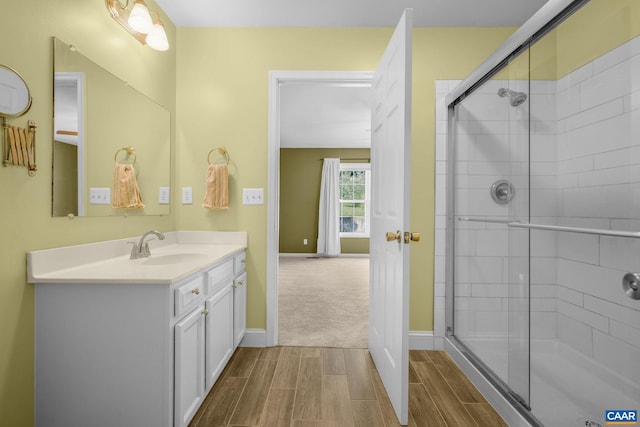 3615 Doctors Xing, Charlottesville, VA 22911 - full bath with wood finished floors, vanity, and tiled shower