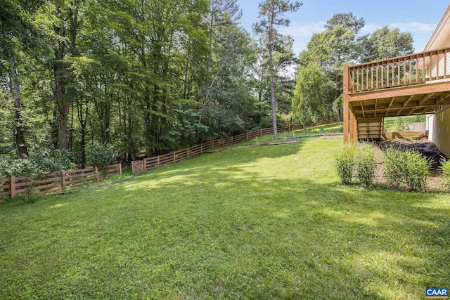 3615 Doctors Xing, Charlottesville, VA 22911 - fenced backyard with a wooden deck and stairs