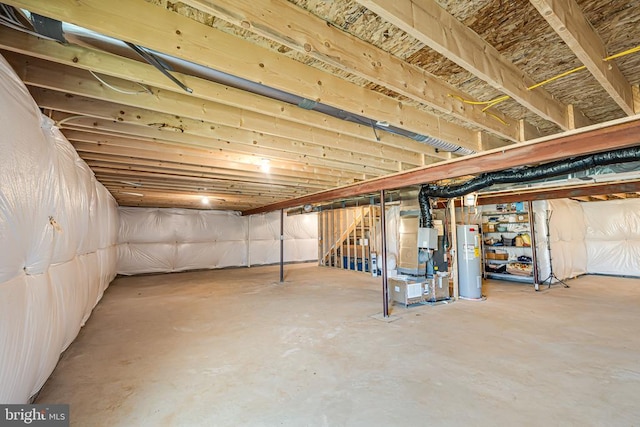 2612 High Pt, Culpeper, VA 22701 - unfinished below grade area with water heater, stairs, and heating unit