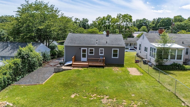 123 Fraser Ln, Staunton, VA 24401 - back of house featuring a deck and a chimney