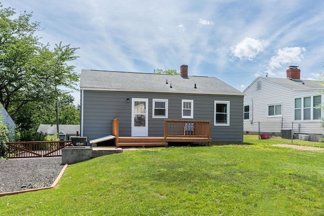 123 Fraser Ln, Staunton, VA 24401 - rear view of house with a wooden deck and a chimney