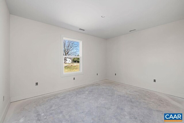 1050 Quaker Church Rd, Bedford, VA 24523 - spare room with unfinished concrete flooring, baseboards, and visible vents