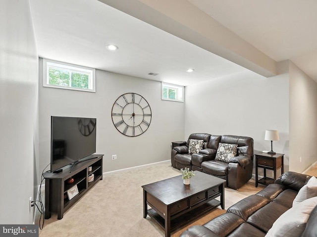 11220 Chivalry Chase Ln, Spotsylvania, VA 22551 - living area featuring healthy amount of natural light, light colored carpet, and recessed lighting