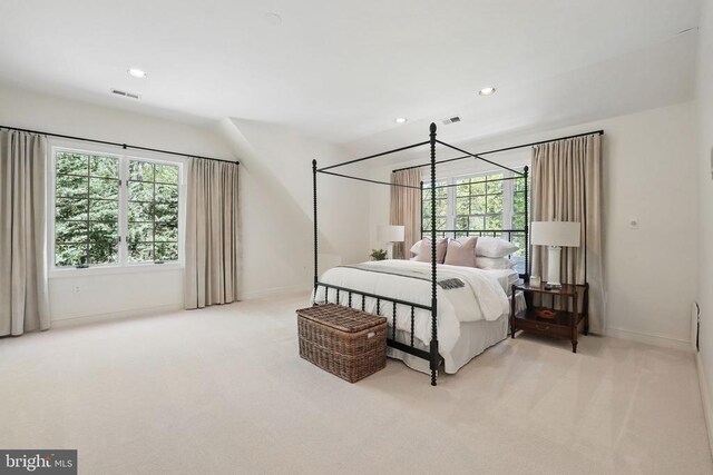  - carpeted bedroom with recessed lighting and baseboards