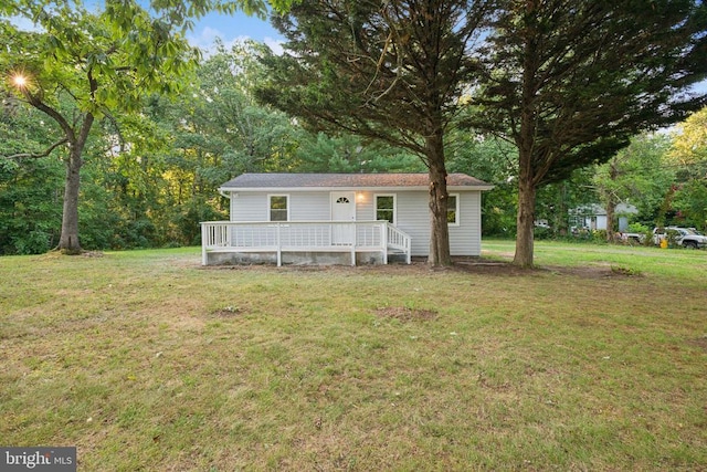 10443 Settle School Rd, Rixeyville, VA 22737 - ranch-style home with a wooden deck and a front yard