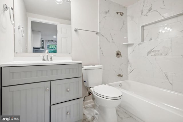 10443 Settle School Rd, Rixeyville, VA 22737 - full bathroom featuring marble look tiles, toilet, shower / bath combination, and vanity