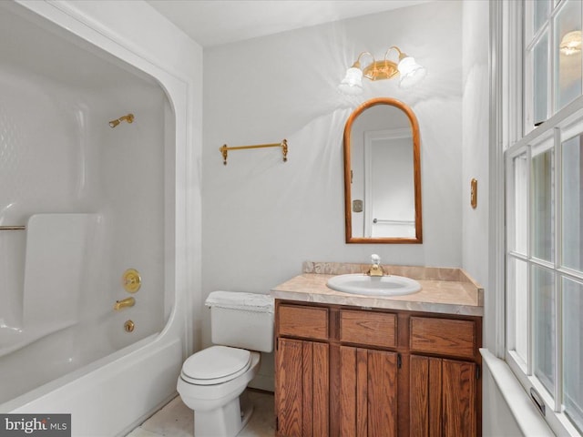  - full bathroom with vanity and bathtub / shower combination