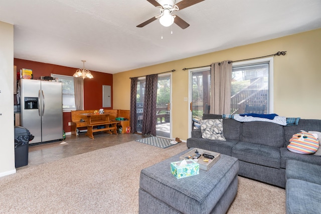 860 Fairfax Ave, Waynesboro, VA 22980 - living area with ceiling fan, baseboards, and a chandelier