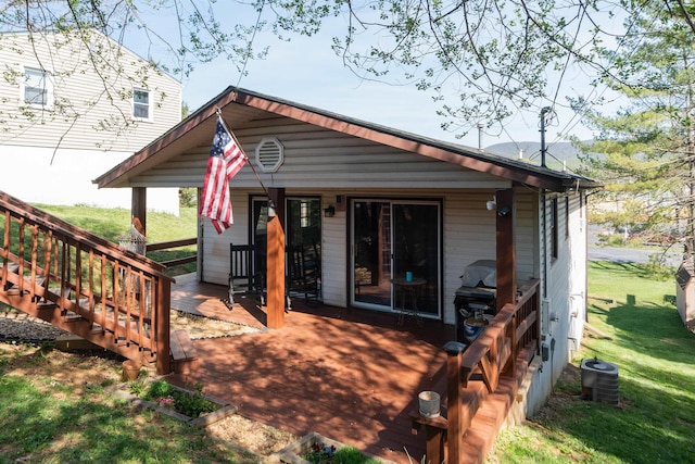 860 Fairfax Ave, Waynesboro, VA 22980 - rear view of house with central AC unit, a lawn, and a wooden deck