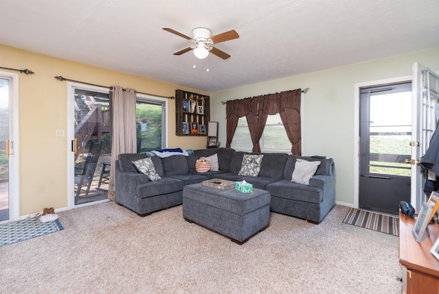 860 Fairfax Ave, Waynesboro, VA 22980 - carpeted living area featuring ceiling fan and baseboards