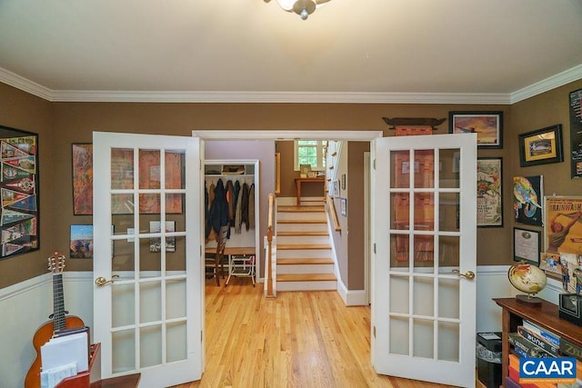 895 Jefferson Dr, Palmyra, VA 22963 - interior space featuring french doors, crown molding, and wood finished floors