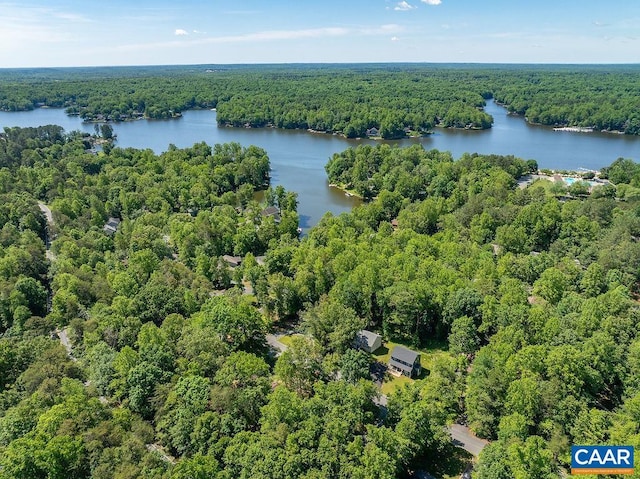 895 Jefferson Dr, Palmyra, VA 22963 - aerial view of a heavily wooded area and a nearby body of water