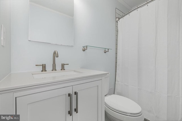 6217 Oak Grove Dr, Fredericksburg, VA 22407 - bathroom with ornamental molding, vanity, and a shower with shower curtain
